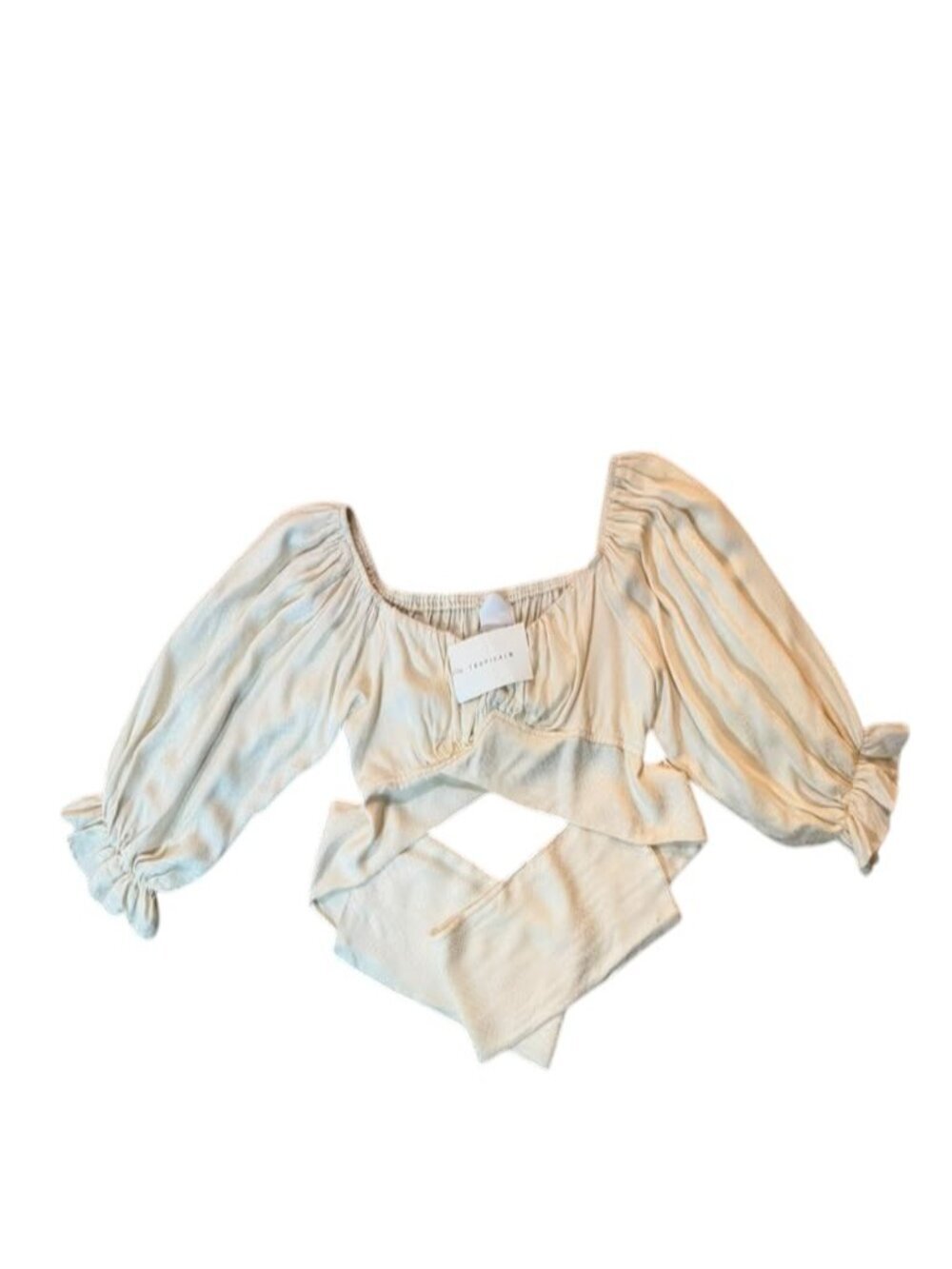 Skylar Madison Women's Peasant Blouse L Ivory Off Shoulder Balloon Sleeve Rayon.